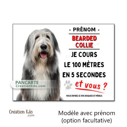 bearded collie panneau je monte la garde plaque attention au chien humour je cours collie barbu