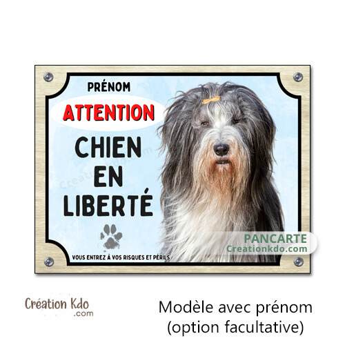  Bearded Collie panneau chien en liberté je monte la garde plaque pancarte