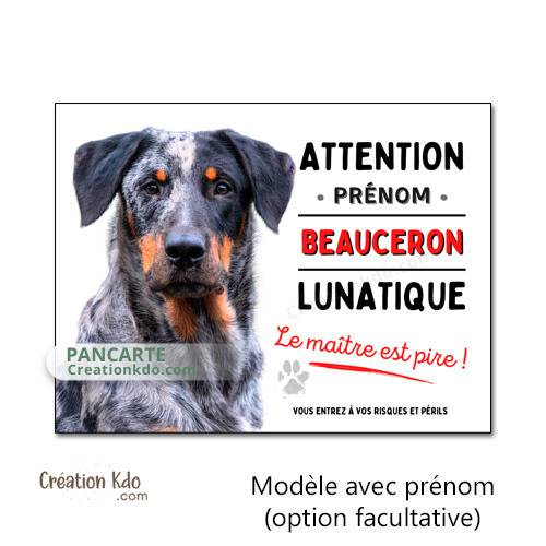 plaque beauceron arlequin monte la garde panneau attention au chien personnalisé photo pancarte