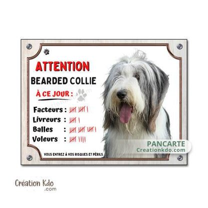 bearded collie barbu colley panneau je monte la garde humour chien à ce jour