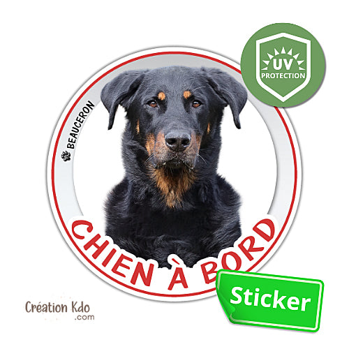 Sticker rond Beauceron Chien à bord autocollant pour voiture