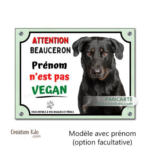 plaque beauceron je monte la garde panneau chien portail humour vegan personnalisé