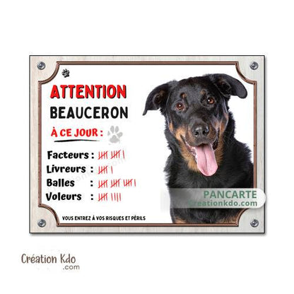 plaque beauceron je monte la garde panneau chien portail humour à ce jour