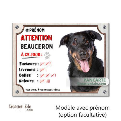 plaque beauceron je monte la garde panneau chien portail humour à ce jour personnalisé photo