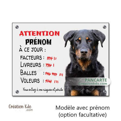 plaque beauceron je monte la garde panneau chien portail humour à ce jour personnalisé photo