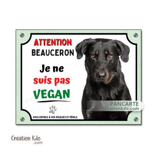 plaque beauceron je monte la garde panneau chien portail humour vegan