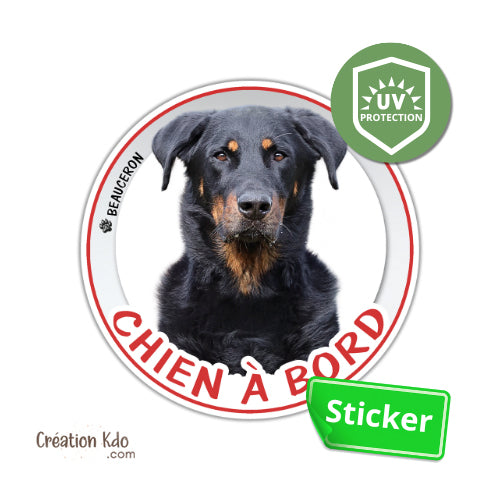 sticker beauceron à bord autocollant chien voiture