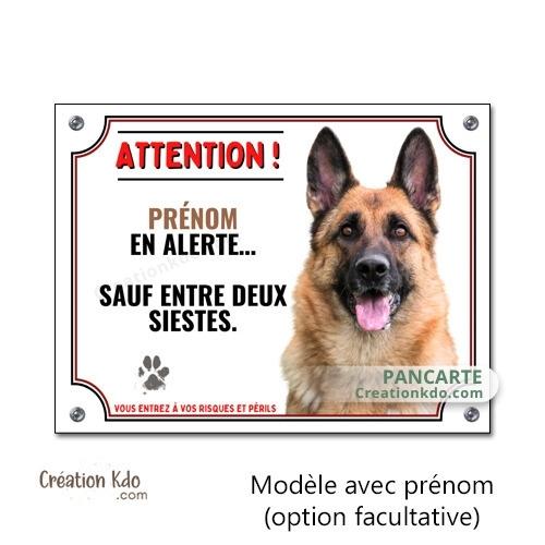 panneau attention berger allemand en alerte plaque chien monte la garde portail
