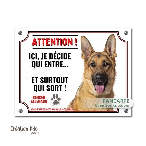 panneau attention au chien berger allemand plaque monte la garde
