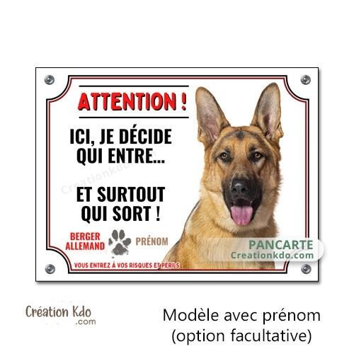 panneau attention au chien berger allemand plaque monte la garde