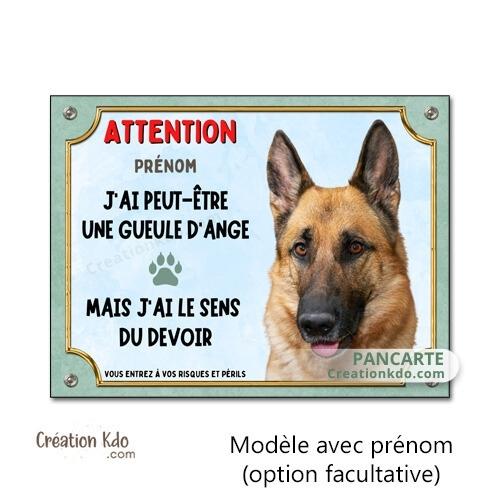 je monte la garde panneau chien berger allemand plaque pancarte portail j'ai une gueule d'ange