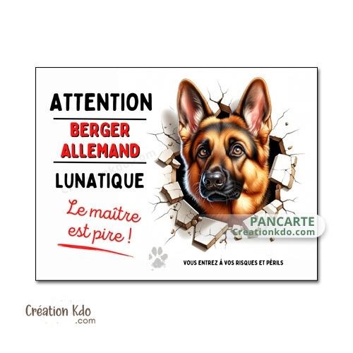 berger allemand plaque attention au chien lunatique panneau portail je monte la garde