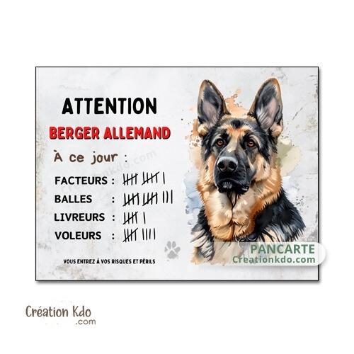 berger allemand plaque attention au chien panneau portail je monte la garde