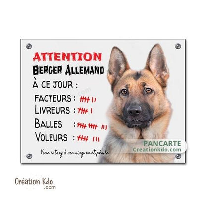 berger allemand plaque attention au chien panneau portail je monte la garde