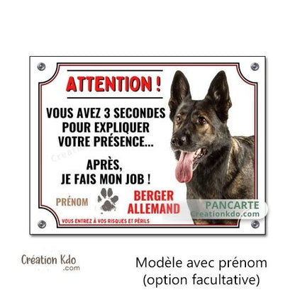 plaque attention au chien berger allemand panneau sticker à bord voiture