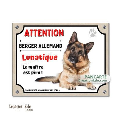 berger allemand plaque attention au chien panneau portail je monte la garde lunatique