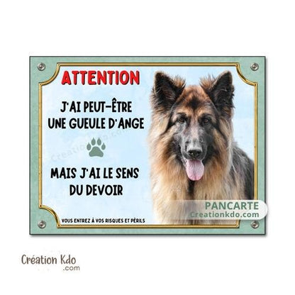je monte la garde panneau chien berger allemand plaque pancarte portail j'ai une gueule d'ange
