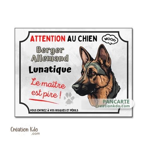 panneau berger allemand chien lunatique humour plaque monte la garde
