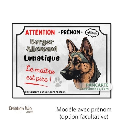 panneau berger allemand chien lunatique humour plaque monte la garde