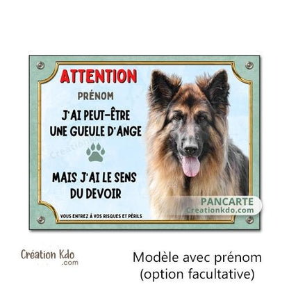 je monte la garde panneau chien berger allemand plaque pancarte portail j'ai une gueule d'ange