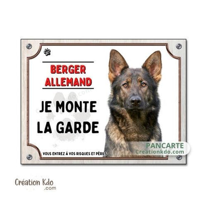 plaque berger allemand gris je monte la garde panneau chien portail sticker à bord voiture