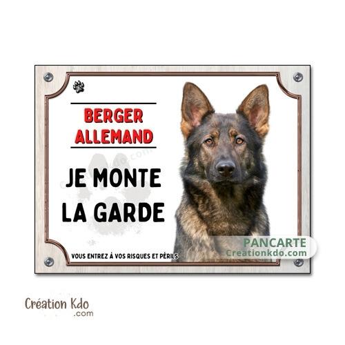 plaque berger allemand gris je monte la garde panneau chien portail sticker à bord voiture