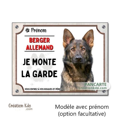 plaque berger allemand gris je monte la garde panneau chien portail personnalisé