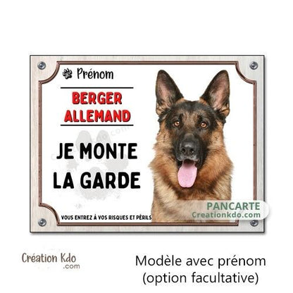 plaque berger allemand poil long attention au chien panneau portail je monte la garde