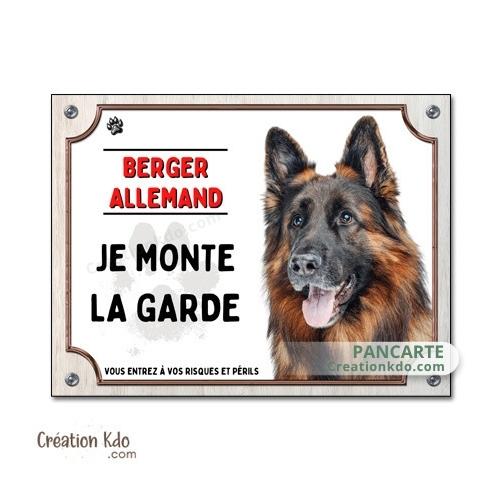 plaque berger allemand poil long attention au chien panneau portail je monte la garde