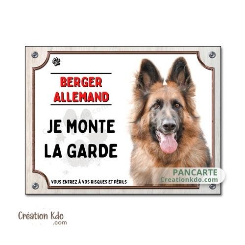 plaque berger allemand poil long attention au chien panneau portail je monte la garde