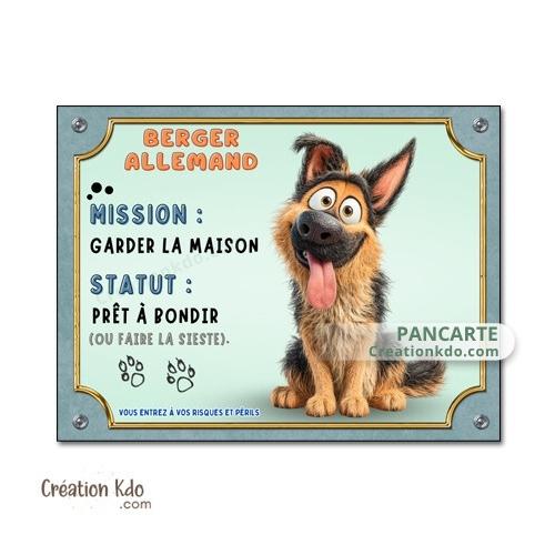 panneau humour berger allemand je monte la garde cartoon dessin animé panneau attention au chien