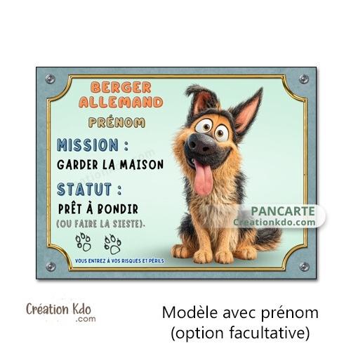 panneau humour berger allemand je monte la garde cartoon dessin animé panneau attention au chien