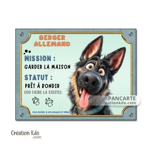 panneau humour berger allemand je monte la garde cartoon dessin animé panneau attention au chien