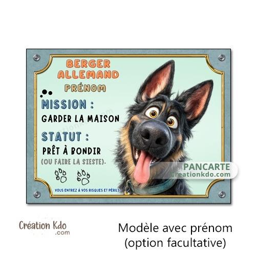panneau humour berger allemand je monte la garde cartoon dessin animé panneau attention au chien