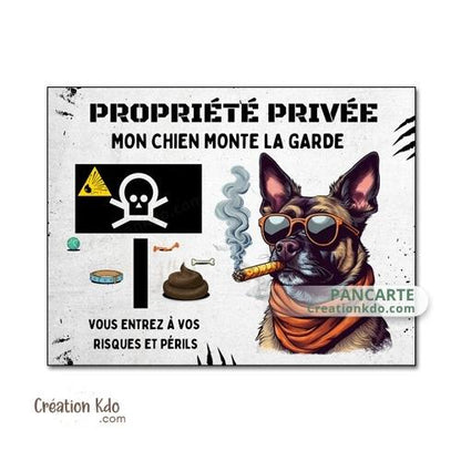 plaque berger allemand monte la garde panneau attention chien humour propriété privée personnalisé