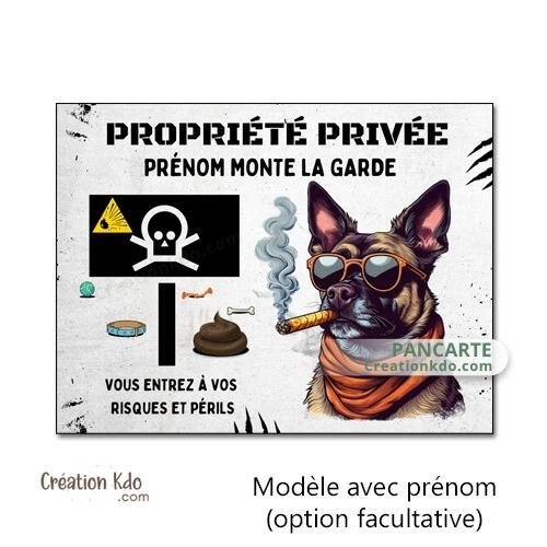 plaque berger allemand monte la garde panneau attention chien humour propriété privée personnalisé sticker à bord voiture