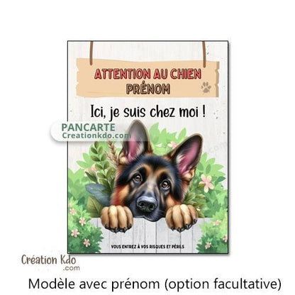 berger allemand plaque attention au chien panneau portail je monte la garde