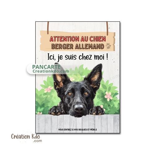 berger allemand noir plaque attention au chien panneau portail je monte la garde