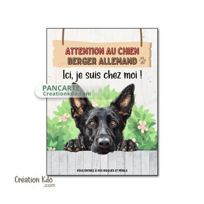 berger allemand noir plaque attention au chien panneau portail je monte la garde
