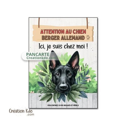 berger allemand noir pancarte plaque attention au chien panneau portail je monte la garde
