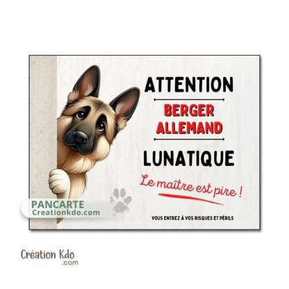 berger allemand lunatique plaque attention au chien panneau portail je monte la garde