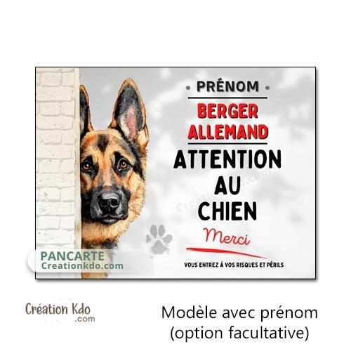 Panneau attention au chien merci berger allemand plaque je monte la garde portail personnalisé photo
