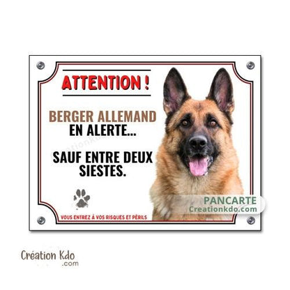 panneau attention berger allemand en alerte plaque chien monte la garde portail