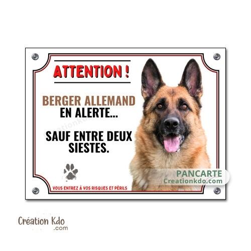 panneau attention berger allemand en alerte plaque chien monte la garde portail