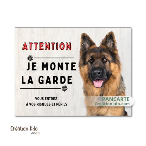 plaque je monte la garde berger allemand poil long panneau portail chien pancarte