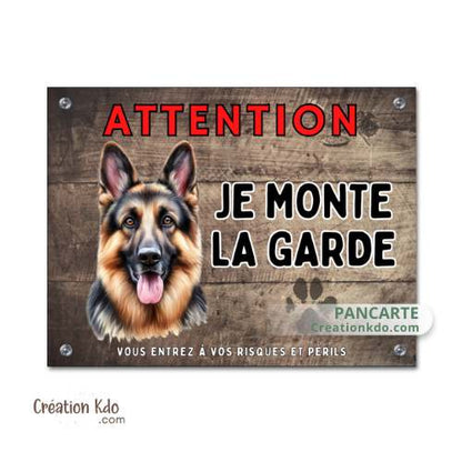 Plaque Berger Allemand Attention Je monte la garde panneau portail