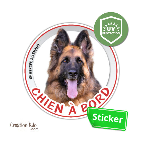 sticker berger allemand chien à bord photo autocollant voiture rond