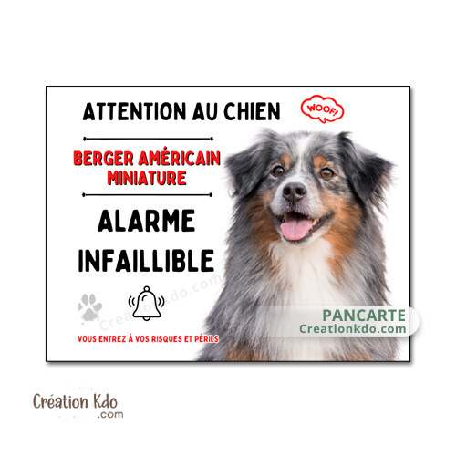 berger américain miniature panneau attention au chien je monte la garde plaque