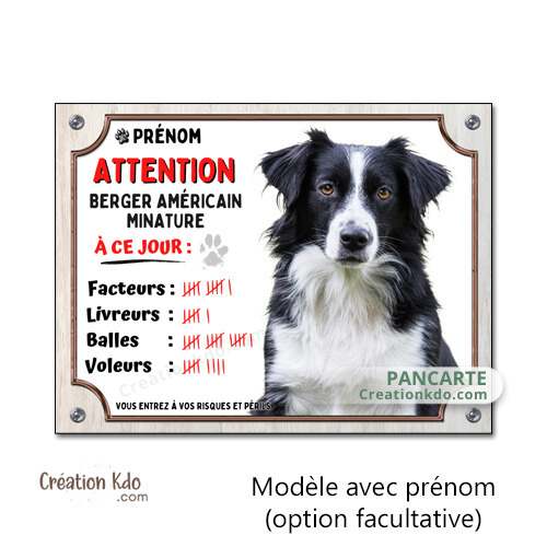 panneau berger américain miniature noir et blanc humour à ce jour plaque chien pancarte personnalisée