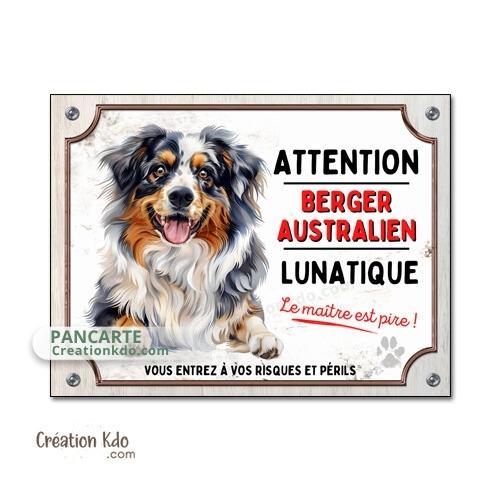 berger australien plaque attention au chien panneau portail je monte la garde